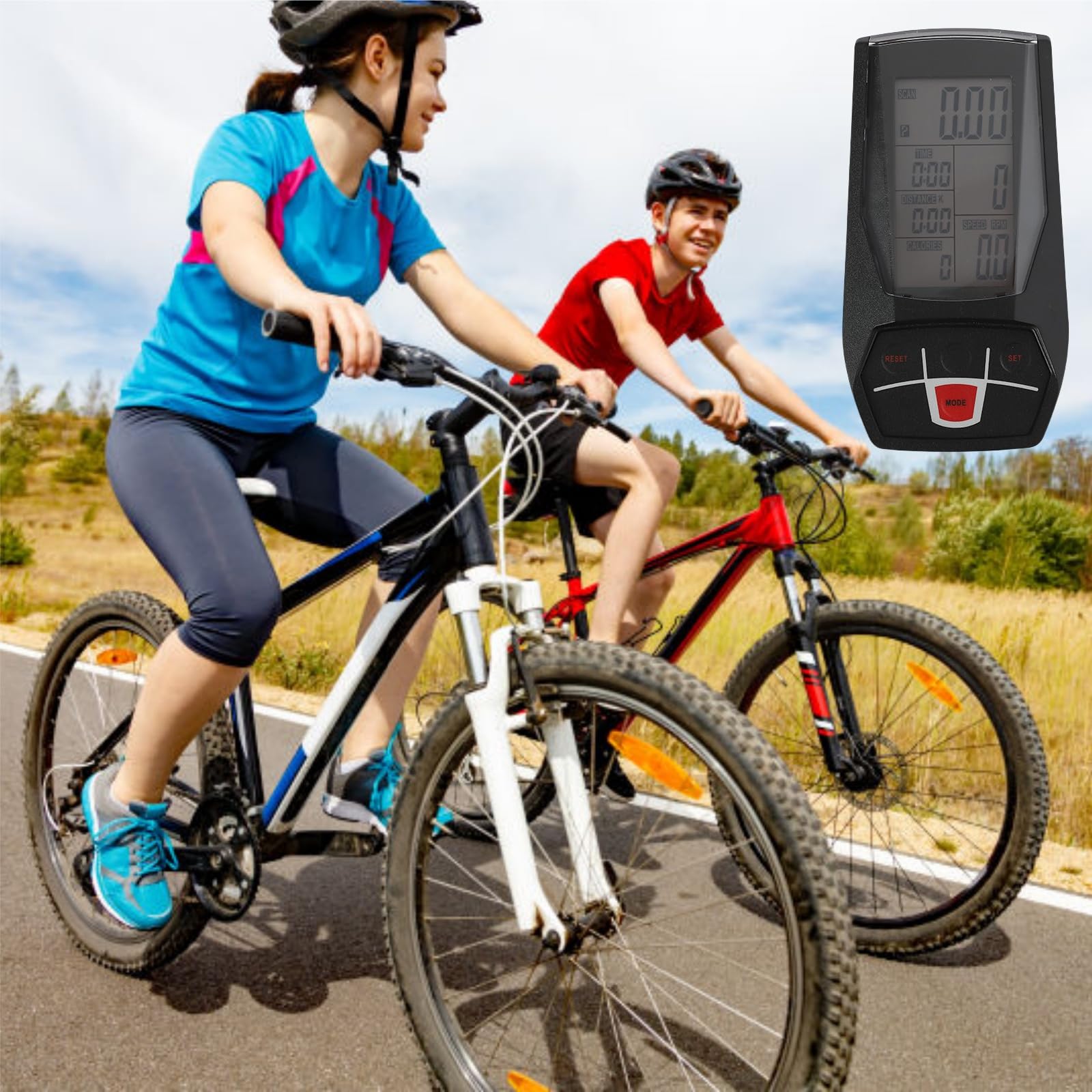 cuentakilometros Bici estatica, Cuentakilometros Bicicleta,Equipo de Gimnasio, Accesorios de Fitness con Seguimiento de Tiempo, Velocidad, calorías, Distancia (2 PCS)