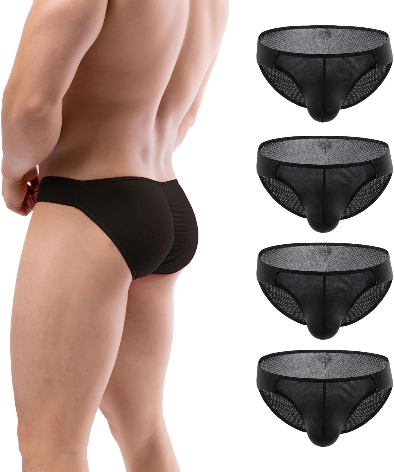 Summer Code Mens Bikini Briefs Soft Breathable Bulge Pouch Underwear Micro Mesh Panties Scrunch Butt Underpants