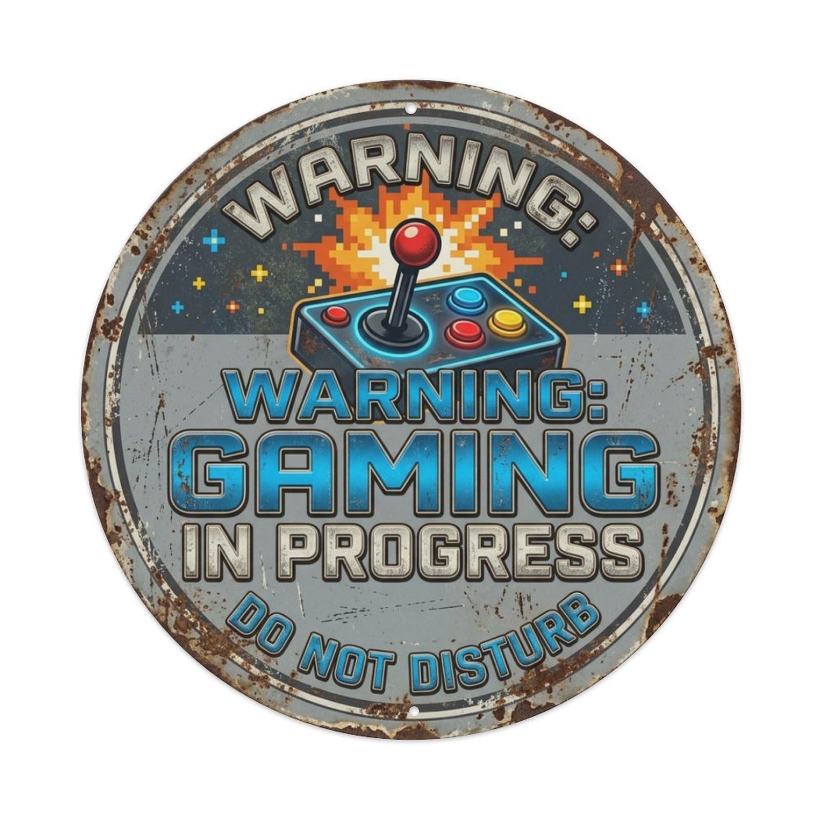 Gaming Joystick Zone Vintage Metal Tin Sign Plaque Wall Decor for Cafe, Club Bar, Office, Garden Metal Poster 8x8Inch