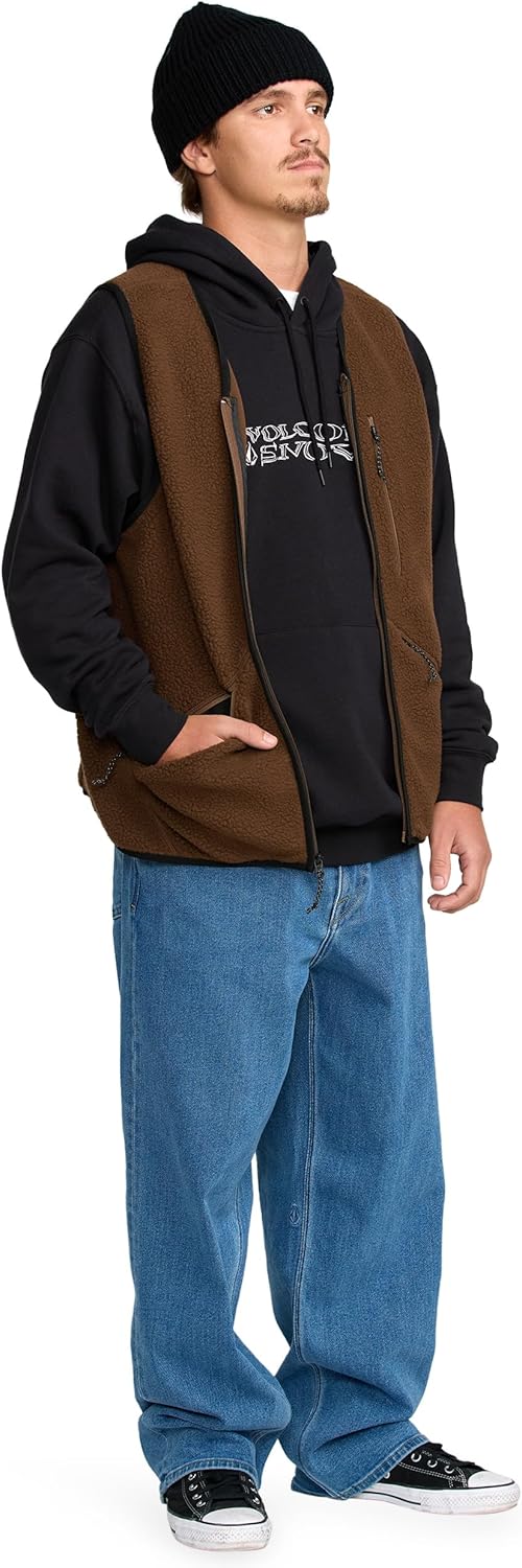 Volcom Men's Sherpa Snowdrift Vest – Fleece Zip Vest With Handwarmer Pockets - Image 2