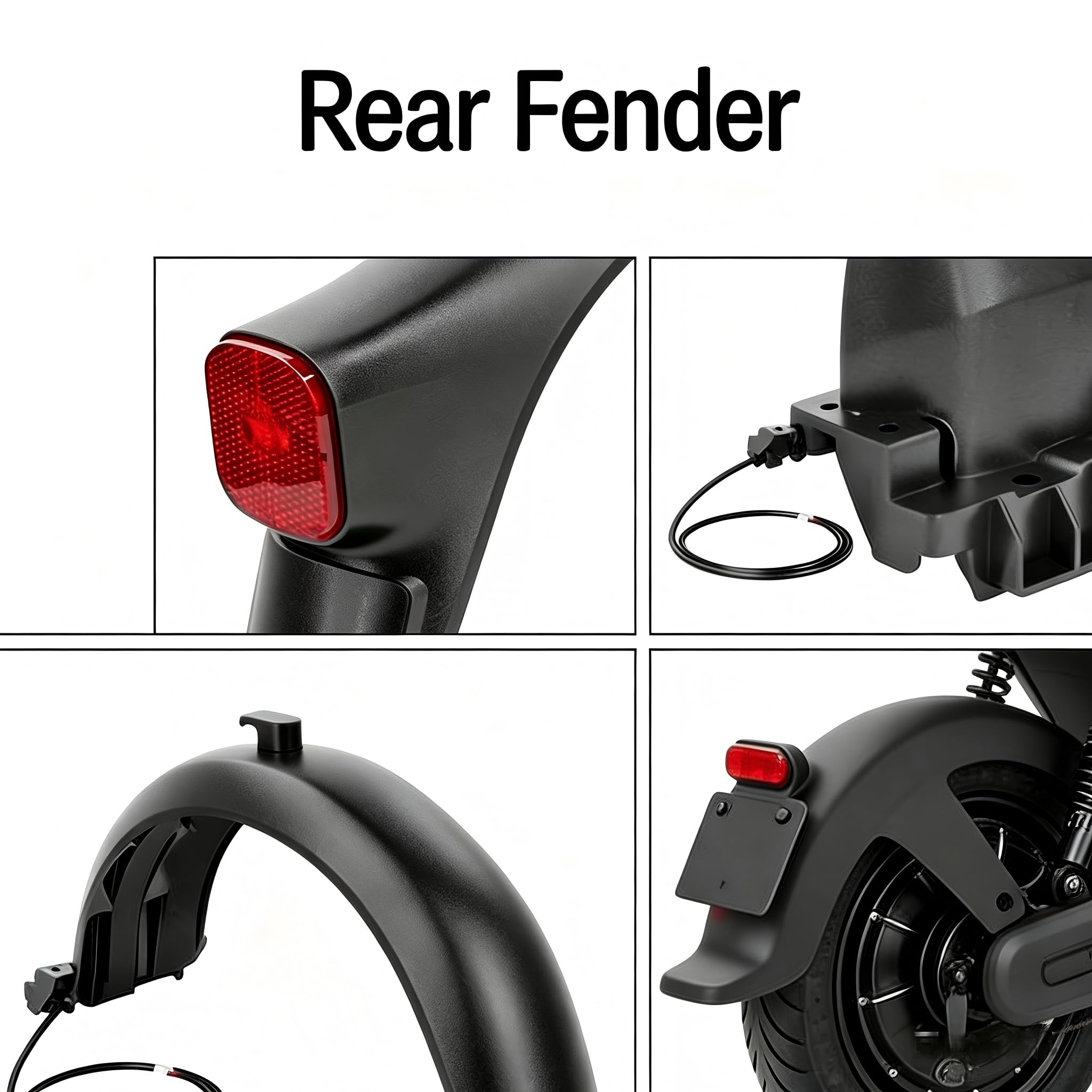 Parafango posteriore per scooter elettrico, adatto per Segway, per NinebotF2/F2 Plus/F2 Pro, con supporto per luce del freno, supporto per parafango, staffa, luci posteriori e parafanghi