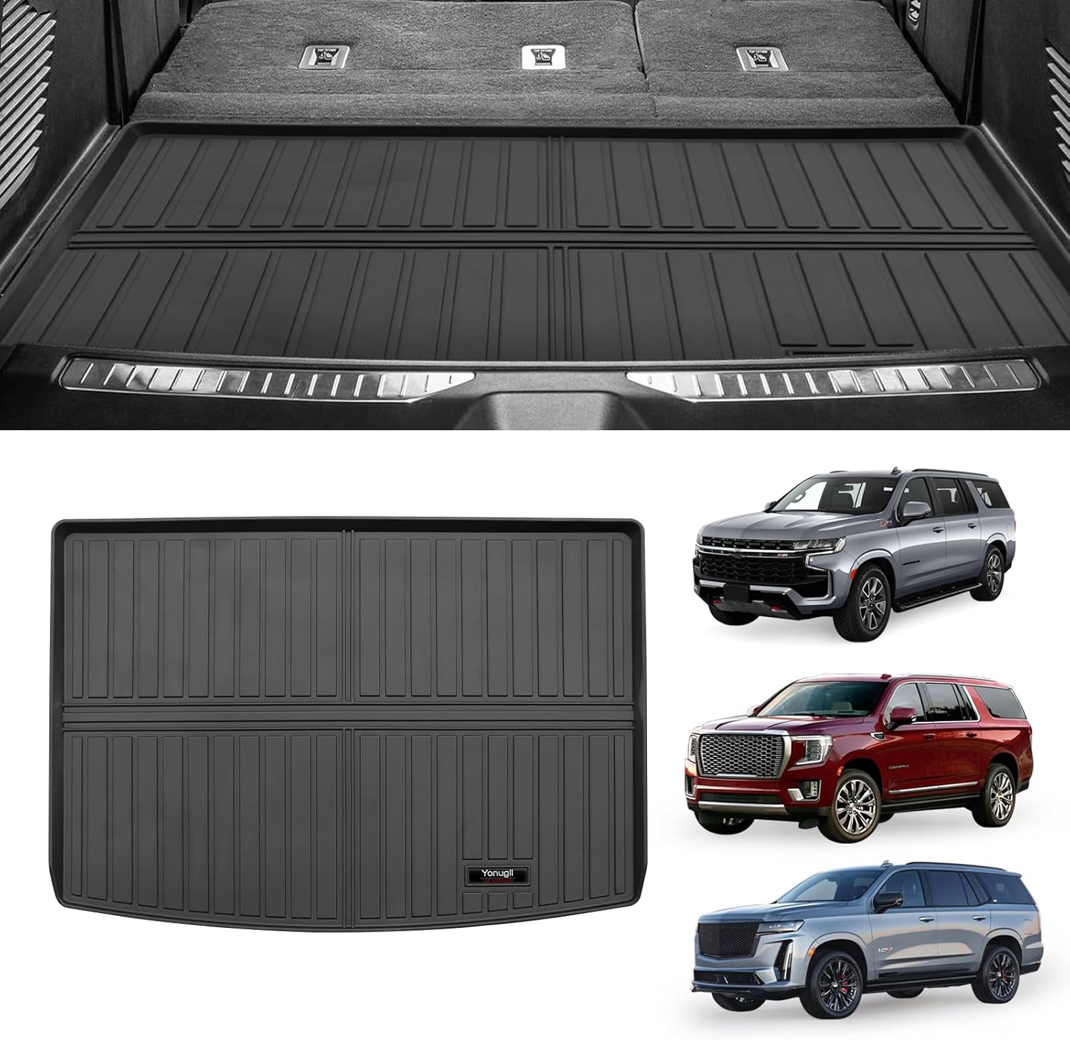 Custom for 2021-2026 Suburban/GMC Yukon XL/Cadillac Escalade ESV Cargo Mats Trunk Liner All Weather TPE Protection Mat Accessories (Only for 2021-2026 Suburban/Yukon XL/Escalade ESV)