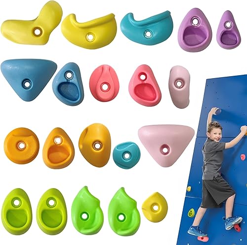 Vista 10 de 20 piezas de pared de escalada en roca para niños, agarres de pared de escalada en roca, kits de agarres de pared de escalada para adultos que
