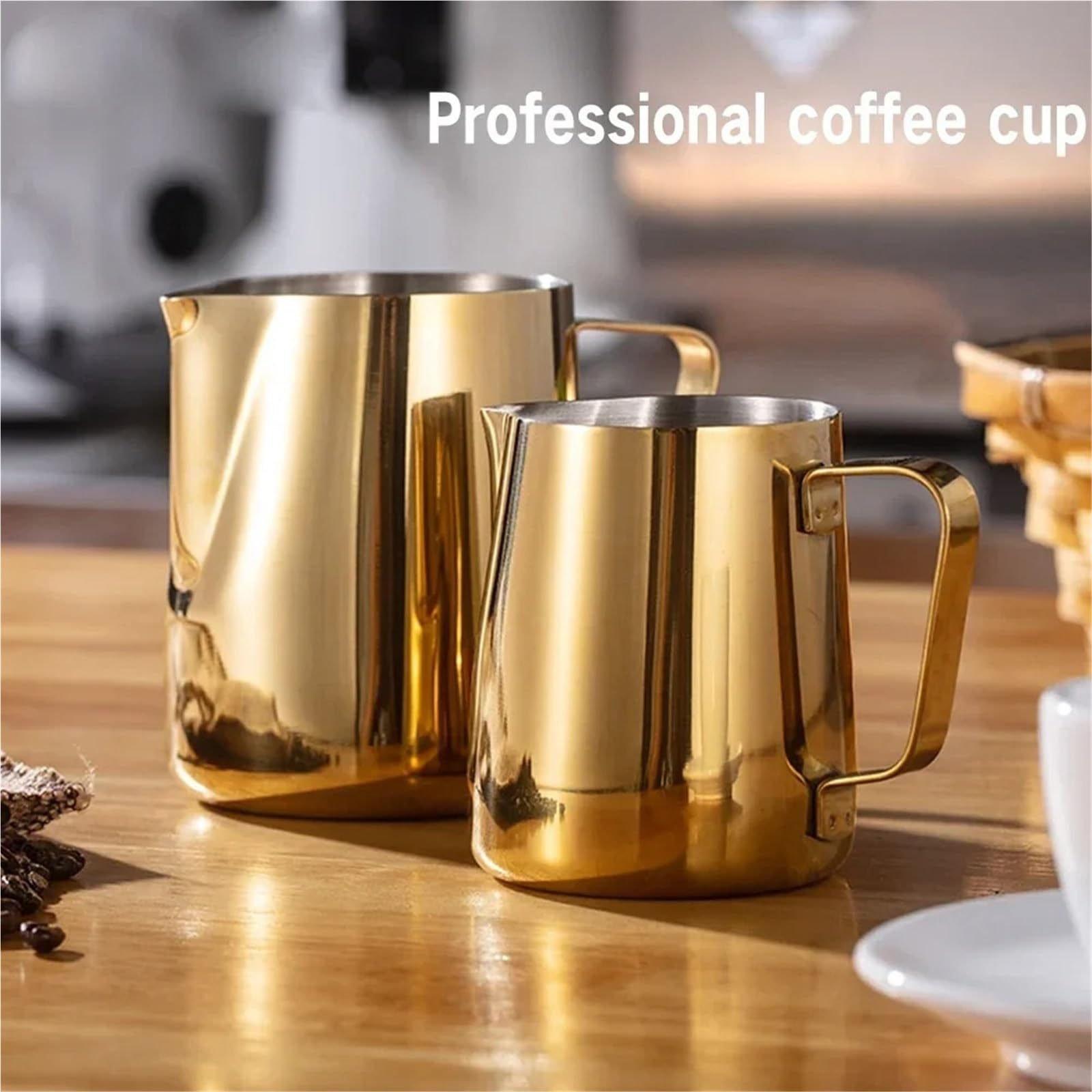 Jarra de espuma leche acero inoxidable, herramienta Barista, café, Latte, 2 uds Para Espumar(Black,350ml)