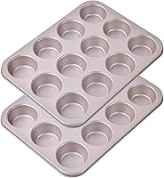 Vista 13 de Mini molde para magdalenas, 20 cavidades antiadherente, mini molde para magdalenas para hornear en horno (dorado champán)