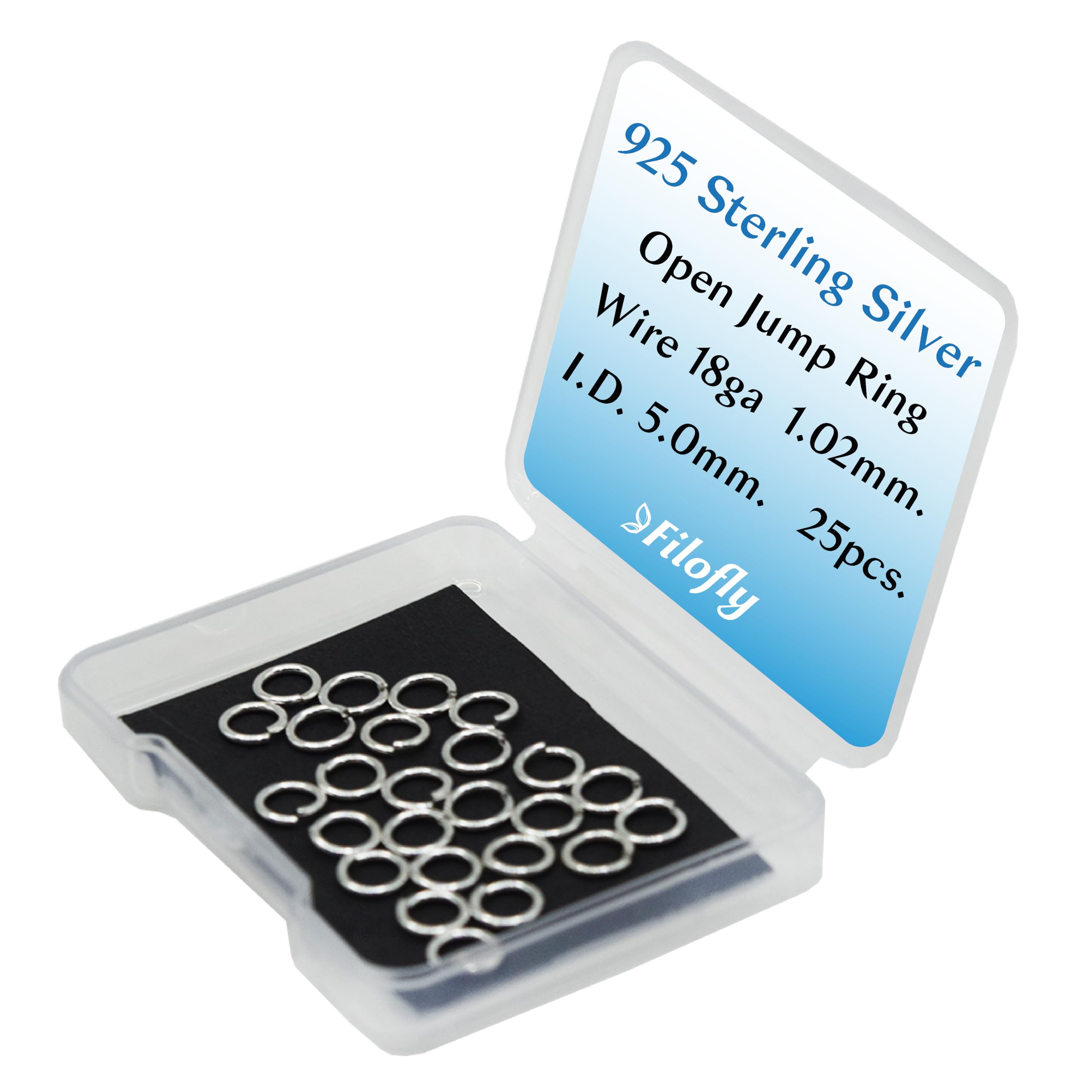 925 Sterling Silver Open Jump Rings 18 Gauge 25 pcs by Filofly (7.0mm OD/5.0mm ID)
