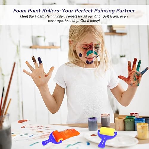 Miniatura 3 de Juego de 12 rodillos de espuma de 3 x 12 pulgadas, rodillo de esponja para pintar arte y manualidades, suave, desechable y lavable