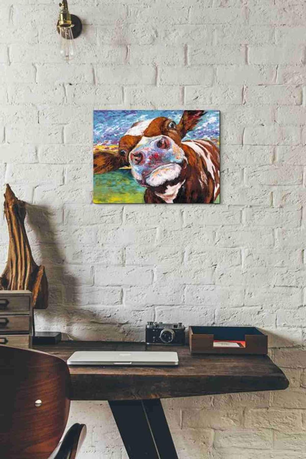 Epic Graffiti 'Curious Cow I' by Carolee Vitaletti Canvas Wall Art, 16"x12"