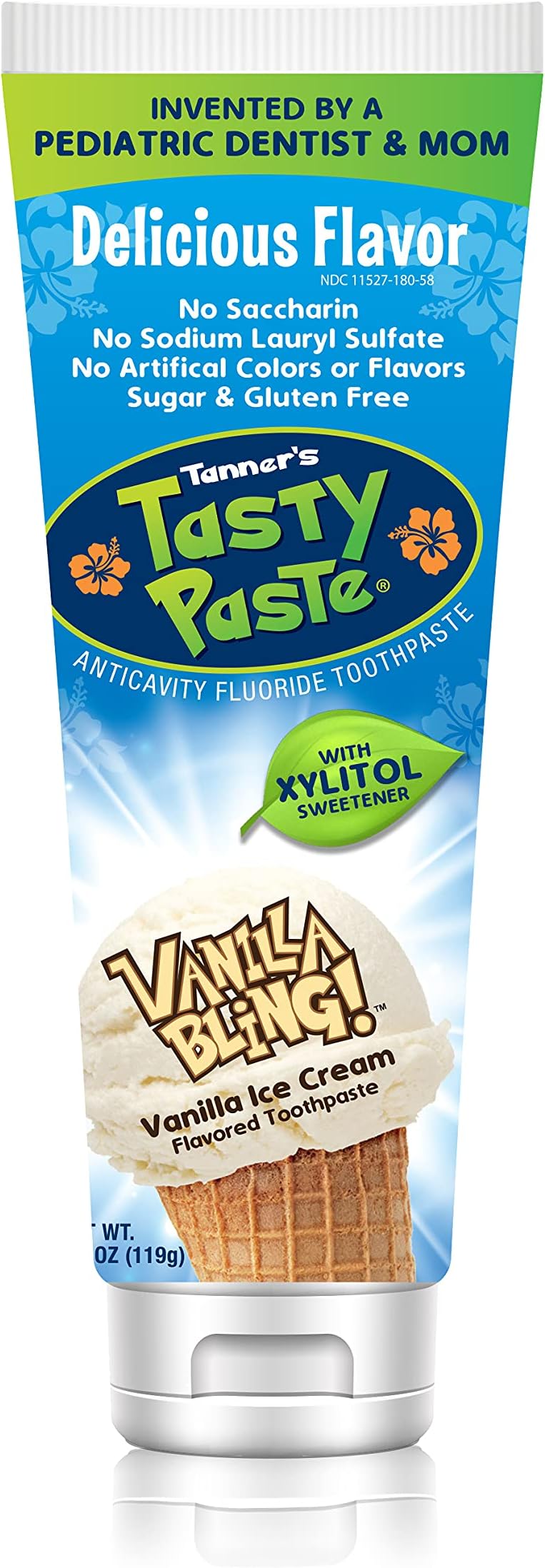 Tanner's Tasty Paste Anticavity Fluoride Children's Toothpaste, Vanilla Bling, 4.2 Ounce