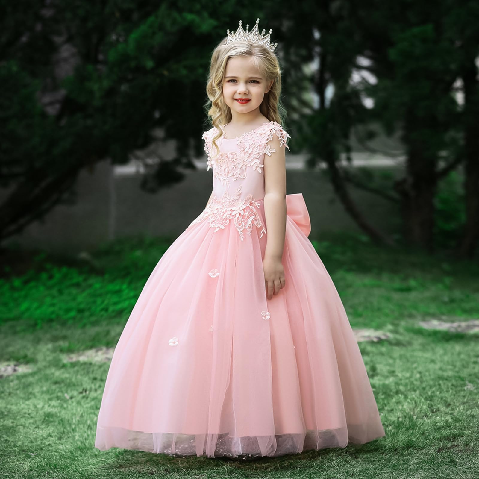 LOLANTA Vestiti Cerimonia Comunione Bambina,Abito Eleganti Bianoco Rosa Blu