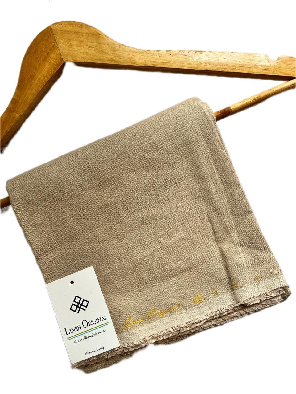 Linen Original - 100% Linen Fabric for Shirting and Kurti - 1.6 Meter - 44 LEA (Quantity - 1) (Beige, XXL)-picture-41
