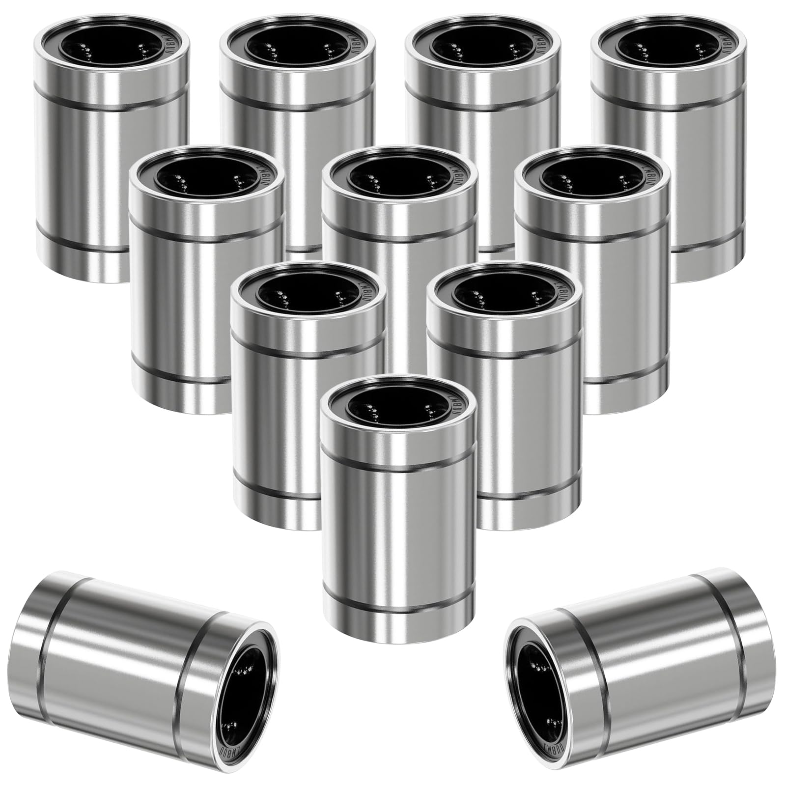 HNYYZL 12Pcs LM8UU Linear Ball Bearings: 8mm Bore, 15mm OD, 24mm Length, Double Rubber Seals – Ideal for CNC and 3D Printer Applications