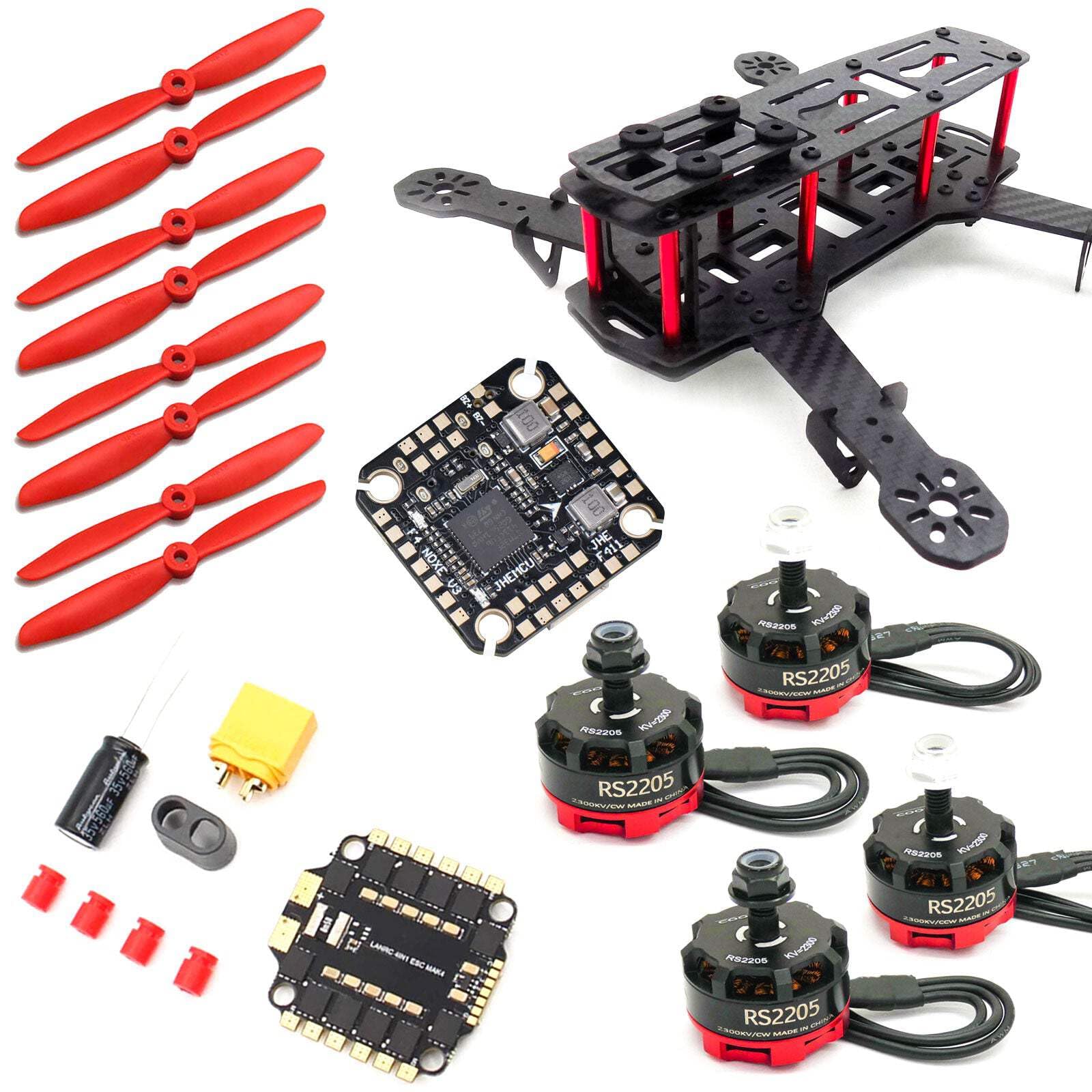 SpeedyFPV ZMR250 250mm FPV Racing Drone Kit with RS2205 Motors, 45A BLHeli_S ESC 3-4S