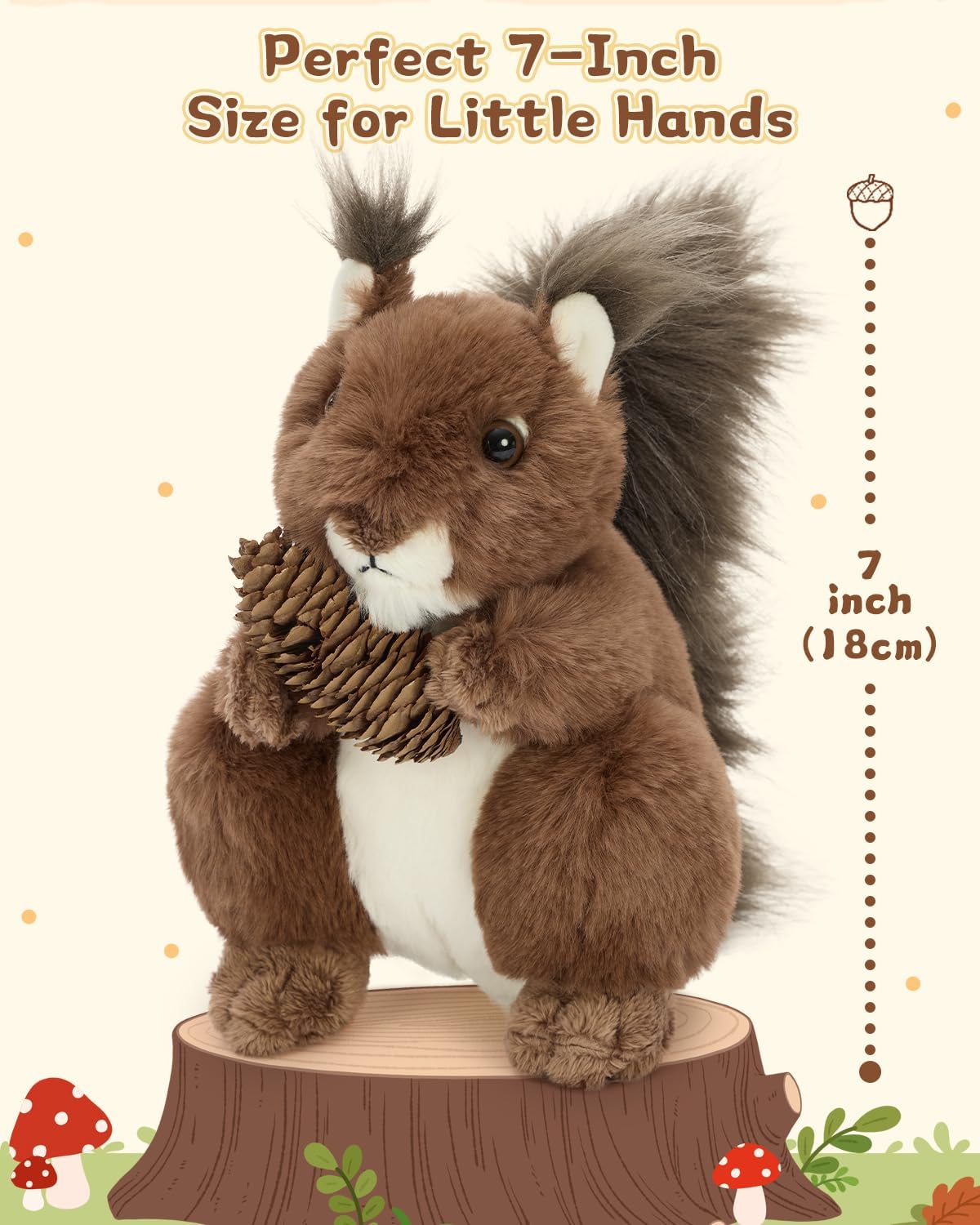 MaoGoLan 3Pcs Squirrel Stuffed Animals,Bulk Realistic Squirrel Plush Toys,7 inches Adorable and Fluffy Woodland Plushies Gift for Kids,Boys,Girls,Forest Animal Lover