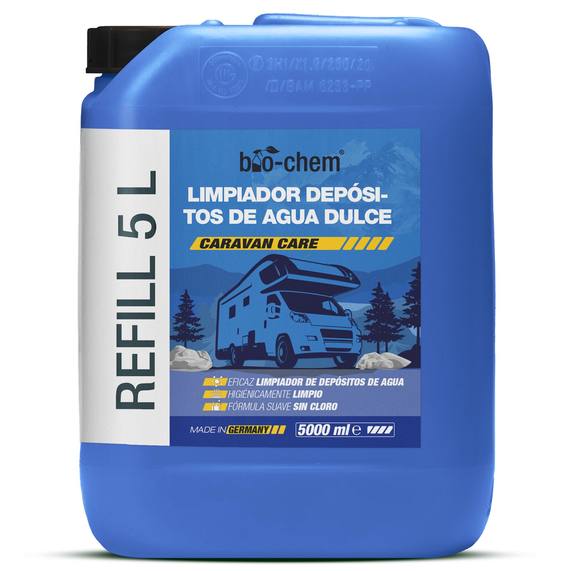 Bio-Chem Limpiador de depósitos de Agua Dulce 5L | Mantenimiento de depósitos de caravanas y autocaravanas - Productos y accesorios para campistas