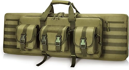 DULCE DOM Funda para rifle doble, bolsa larga acolchada suave para rifles, estuche táctico para almacenamiento para escopetas, tiro, caza, mochila