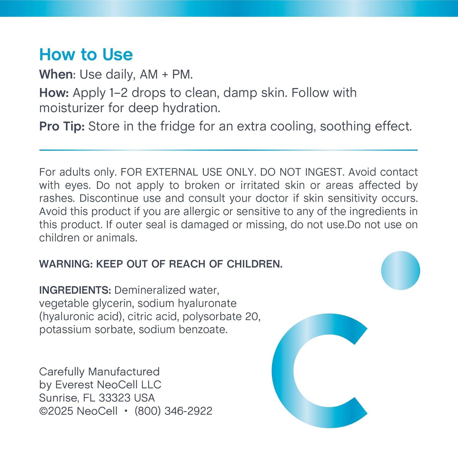 NeoCell Hyaluronic Acid Hydration Serum | 2 fl oz | Hydrating Formula for Face | Advanced Skin Care - Image 4