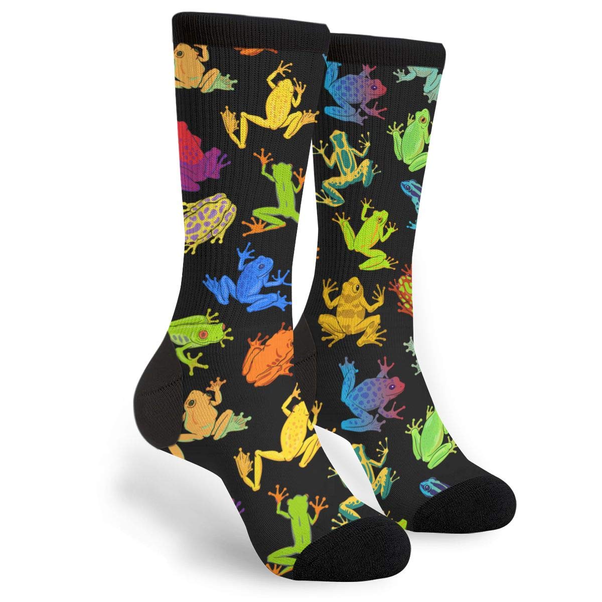 Iubbki Unisex As Pic Frog Socks Cow Print Running Socks Funny Novelty Crazy Crew Men's Women's Casual Dress Socks