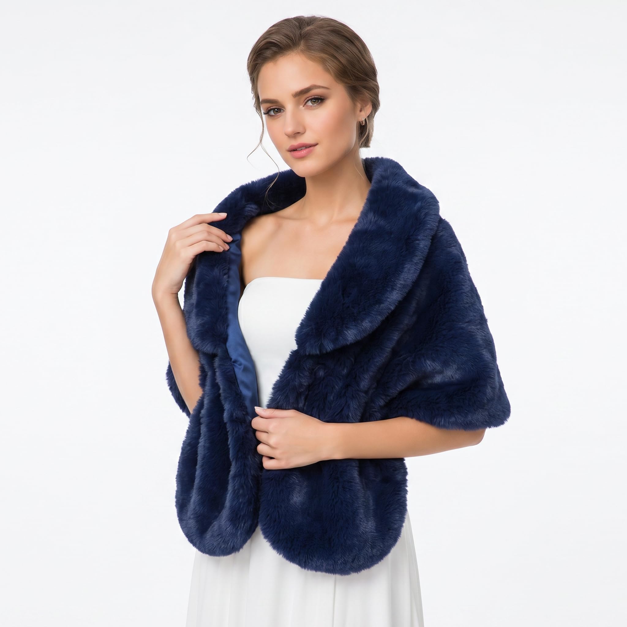 Lifup Scialle Stola Donna Pelliccia Sintetica Sciarpa Elegante Morbido Coprispalle per Matrimonio Invernale Cerimonia Sposa Damigella
