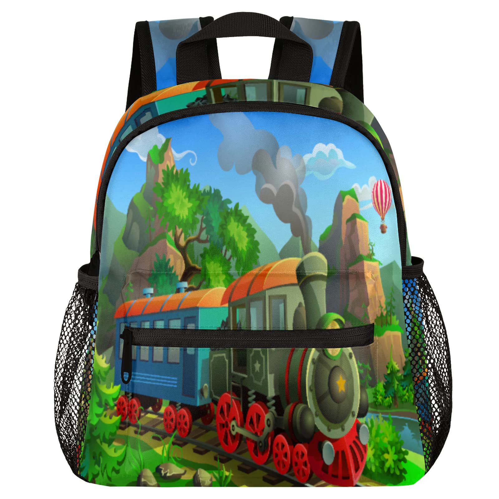 Pardick Vintage Steam Train Kids Backpack Cute Train Toddler Backpack for Boys Girls with Chest Strap Lightweight Kindergarten Children Schoolbag