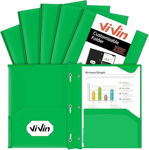 ViVin Carpetas de 3 puntas con bolsillo, paquete de 6, carpetas pesadas con bolsillos frontales transparentes y pestañas que se mantienen en su disponible en Yaxa Peru