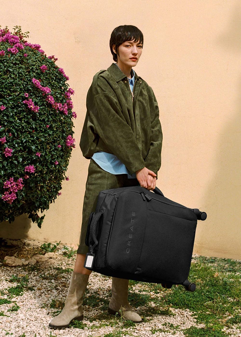 CREATE / Luggage Studio Soft/Valise Souple en Polyester Noir / 47x25,5x65cm / Serrure TSA, 4 Roues Doubles multidirectionnelles, poignée télescopique, Tissu imperméable, étiquette d'identification