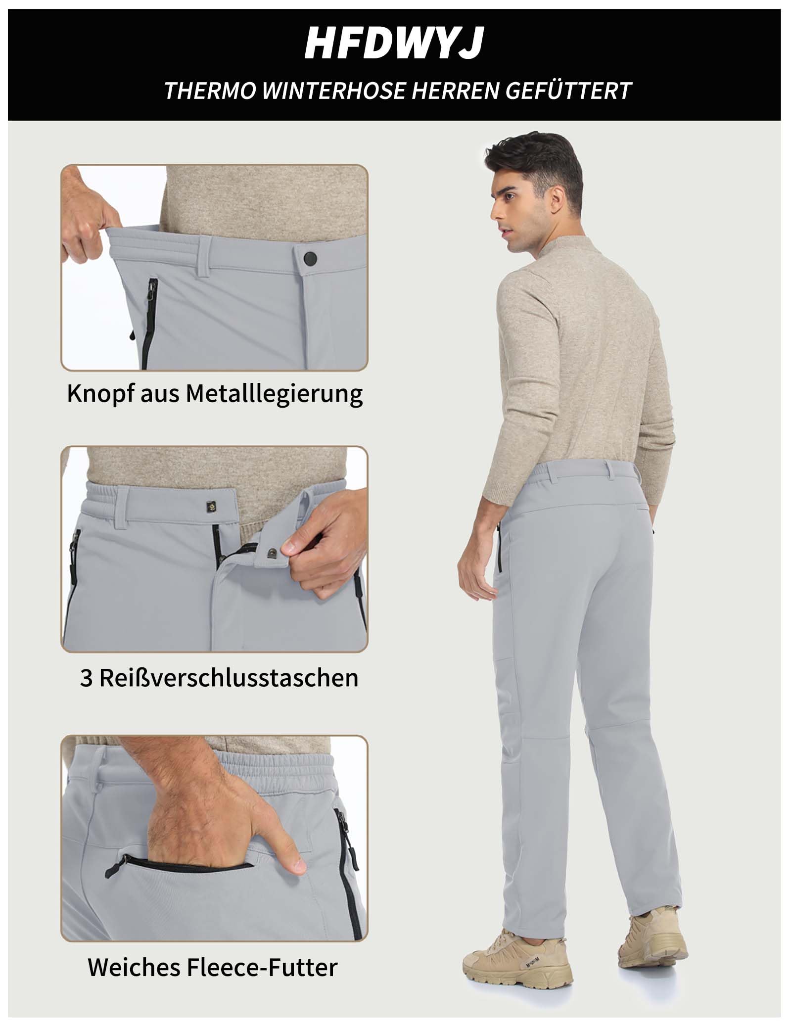 HFDWYJ Pantaloni Trekking Uomo Invernali Impermeabile Pantaloni Uomo per attività All'aperto da Sci Neve Arrampicata Escursionismo Caldo