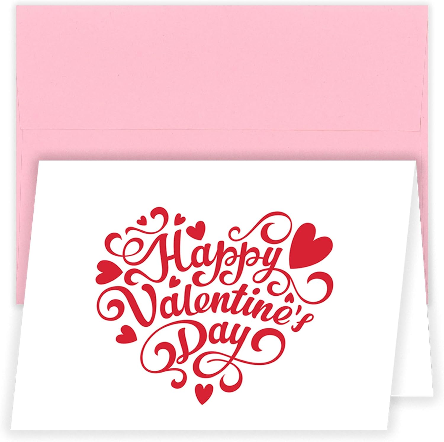 Happy Valentines Day Greeting Cards - 15 Cards & Pink Envelopes - 3 Card Assortment 5 of each design - 100% Made in the U.S.A. (Simple Valentine)
