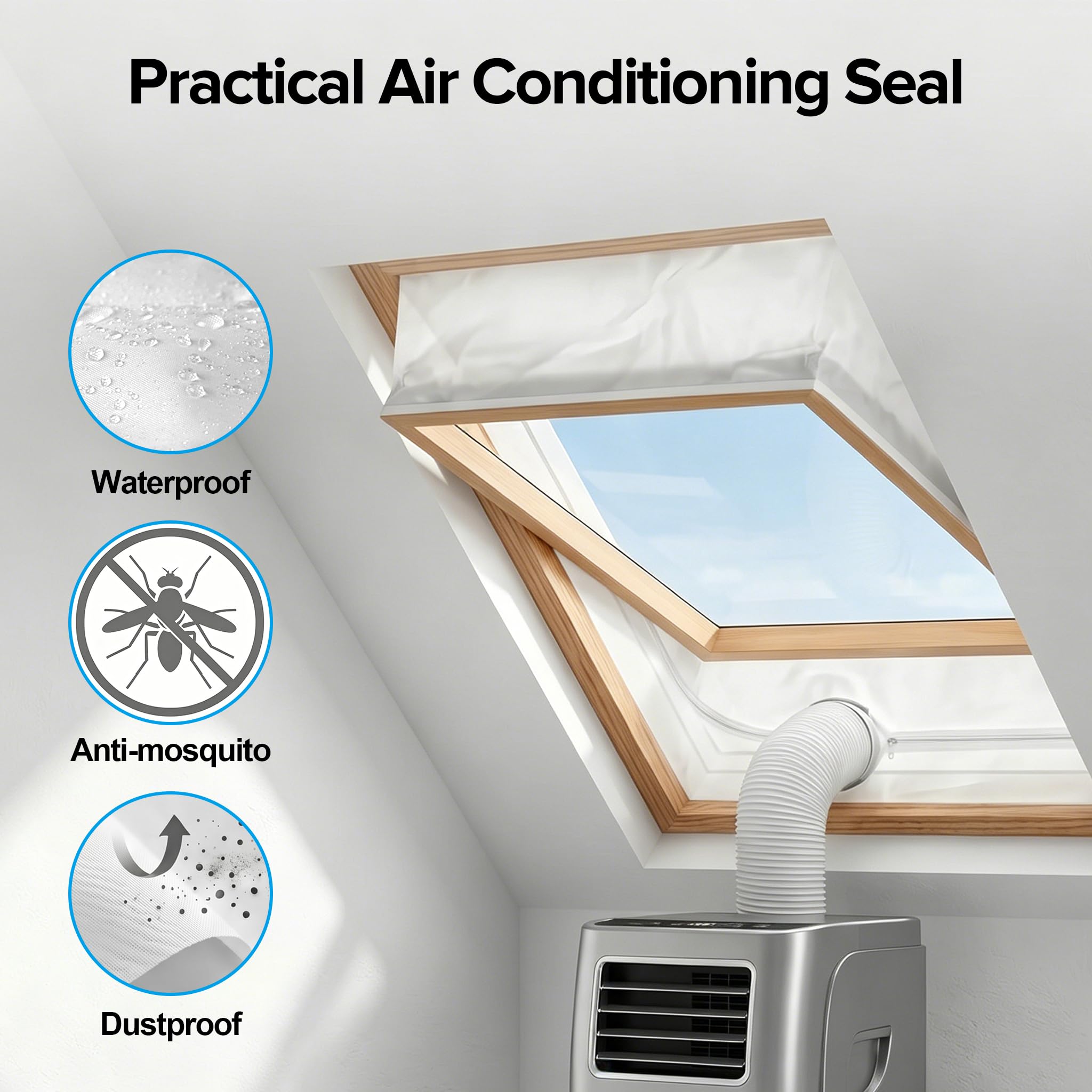 MYCARBON Sello de Ventana de Aire Acondicionado 560 cm con Cremallera Cinta