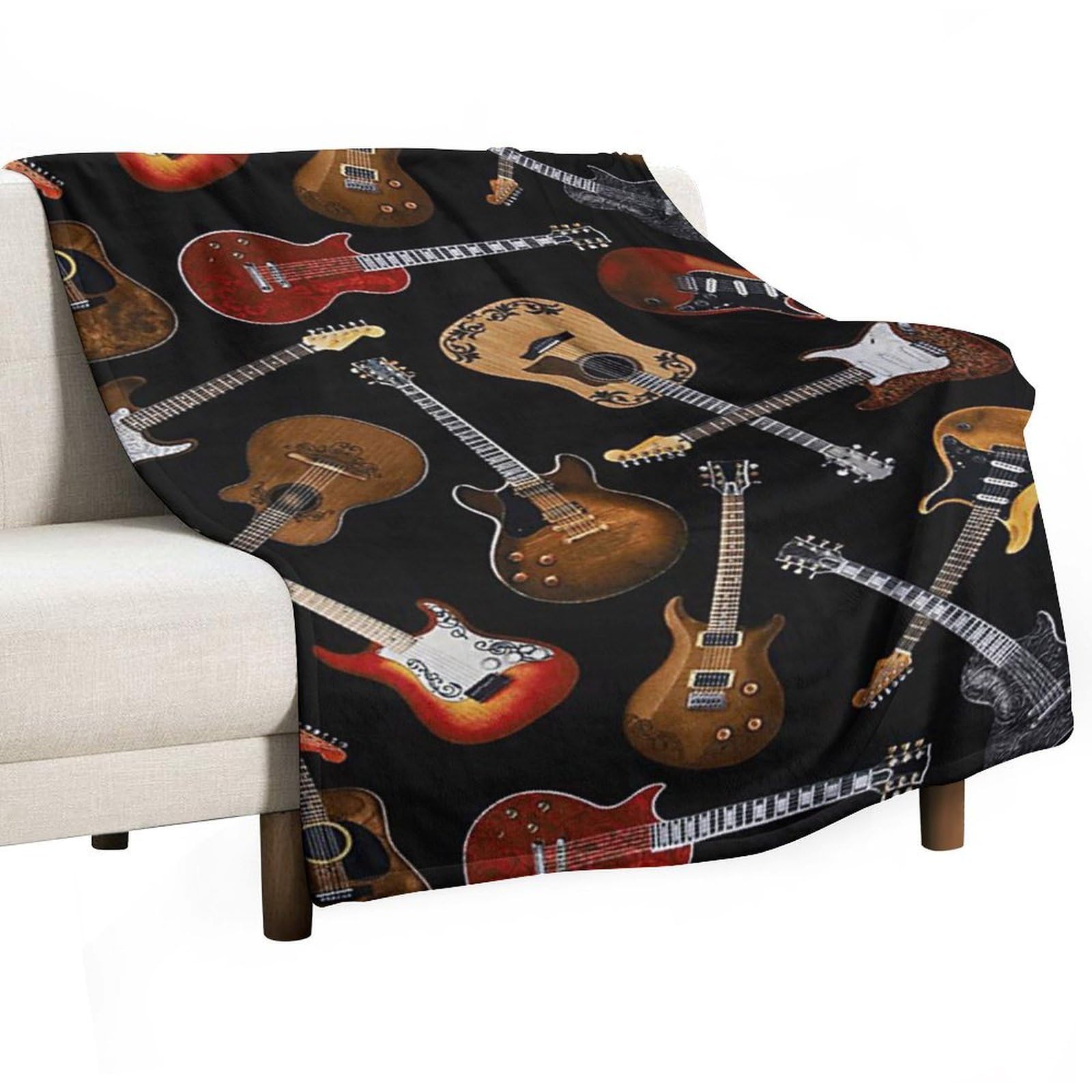 Cgsbngha Style Guitars-Rocks Flannel Fleece Blanket Lightweight Soft Throw Blankets For Sofa Couch Bed Chair