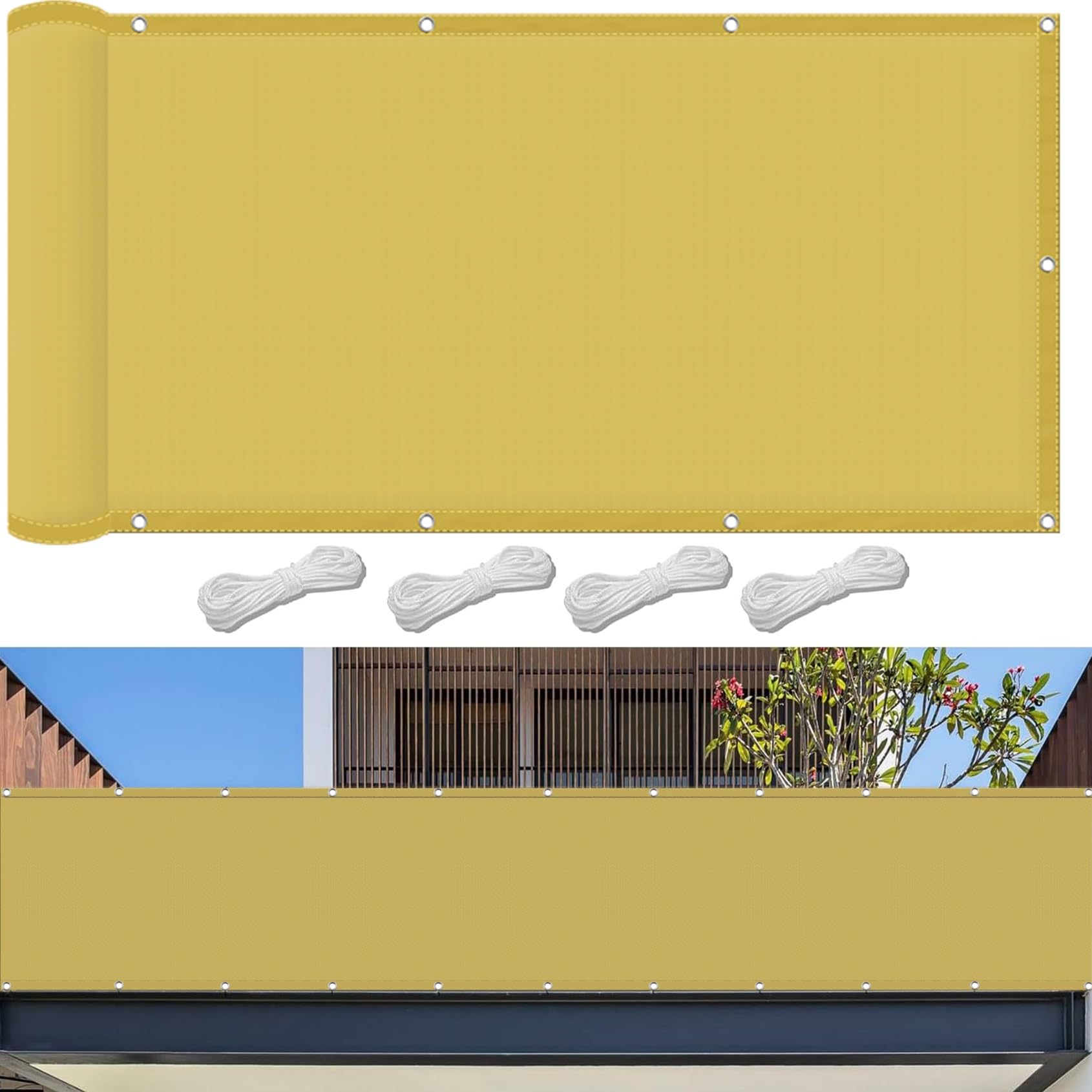 Voile d'ombrage 220x400 cm avec oeillets pour protection terrasse extérieure