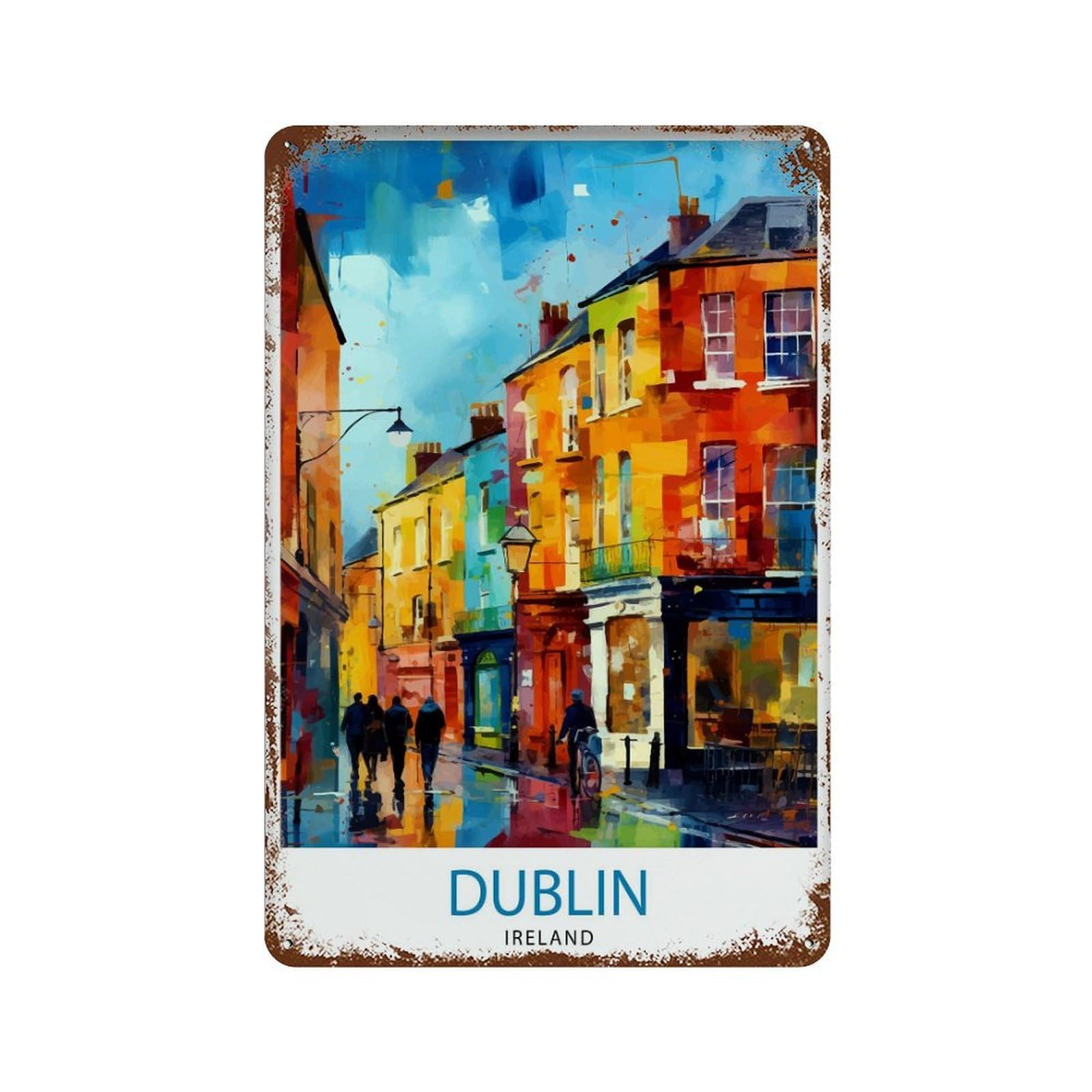 Dublin Ireland Cityscape Lively Temple Bar Scene Historic Georgian Doors Irish Pub Cultur_5_5 Wall Decor Art Metal Tin Poster Modern Home Decor Art Home Bar Shop Decorations Vintage Sign 30x20cm