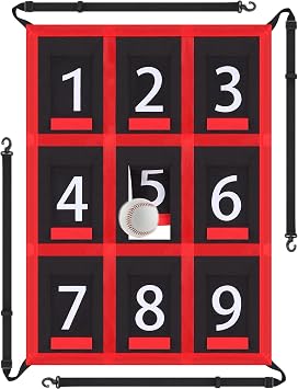 TOBWOLF Adjustable Strike Zone Target for Baseball Softball Net, Numbered Baseball Softball Pitching Target, 9 Pocket Pitching Net Practice Accuracy Training Throwing for Hitting Batting Catching