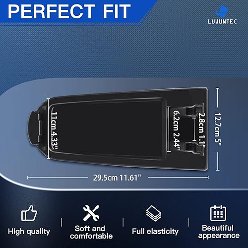 Miniatura 2 de LUJUNTEC Tapa de pestillo del reposabrazos de la consola central con cubierta de piel para 1999-2009 para reposabrazos de tapa R32, color negro