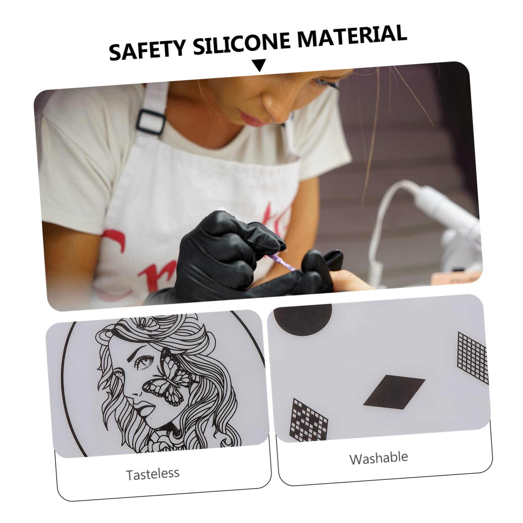 Tappetino per Nail Art 3 Pezzi Lavabile e Pieghevole Bianco in Silicone Griglie Organizzate per Ogni Dito per Esercitazione Nail Art e Stamping
