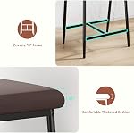 IDEALHOUSE Comfortable Modern Counter Height Bar Stools Set – Upholstered Wide Brown Leather Seat, Armrests & Back, Sturdy Metal Frame with Footrest, Easy Assembly – Ideal for Kitchen Island, Brown