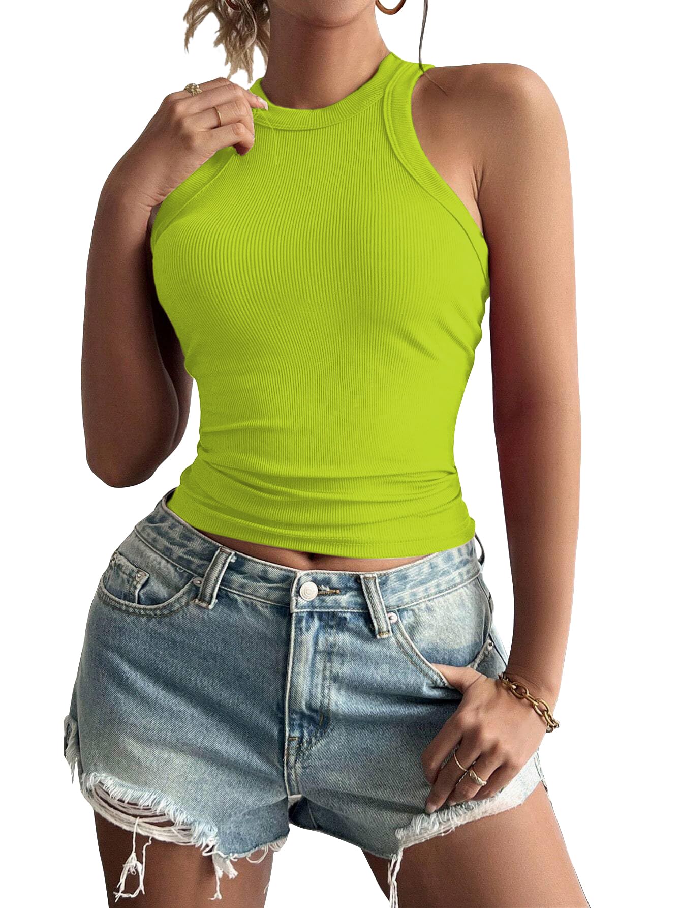 KERI PERRY Top da donna Crop Top per Canotta da donna Activewear Tee Sport Western Casual Cotone Camisole