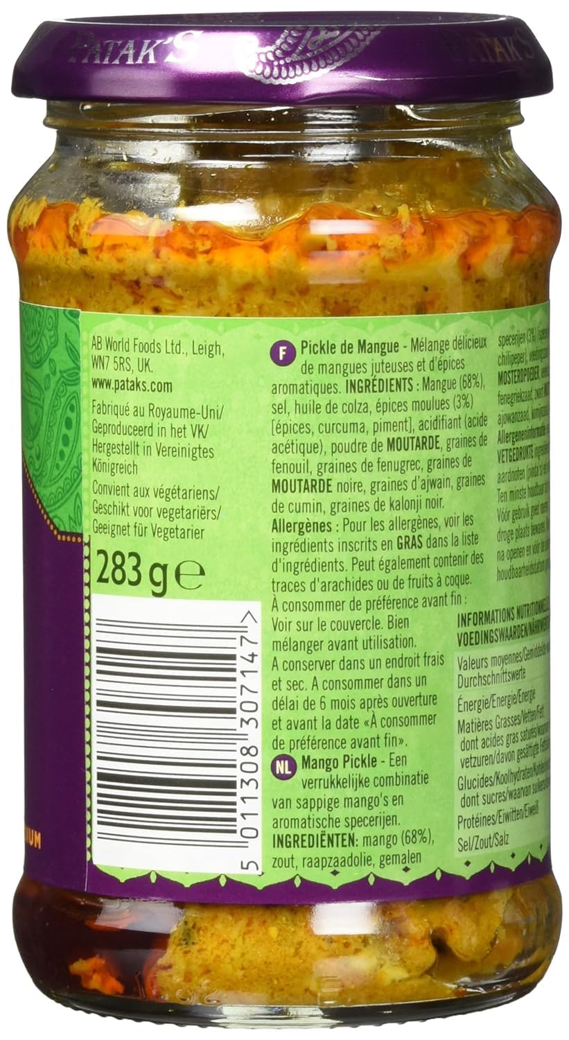 Patak'S Pack de pepinillos de mango suave de 6 x 283 gr 0.282999999999999 ml - Pack de 6
