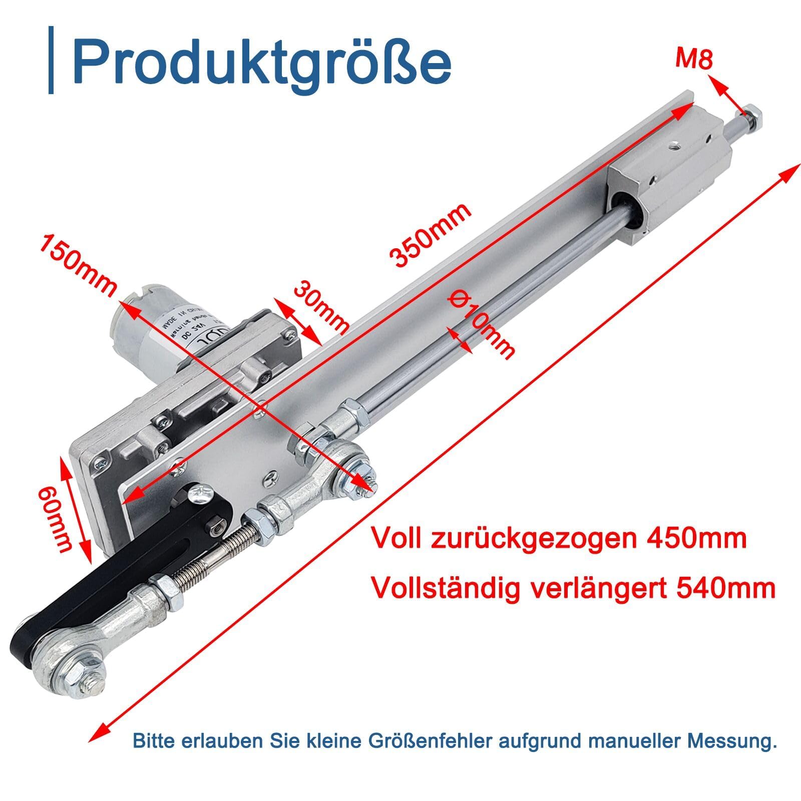 Motor de pistón alternativo CC 24 V, máximo empuje 18 kg, carrera ajustable de 3 cm a 15 cm, 120 rpm, con regulador de velocidad (24 V, 150 mm120 rpm)