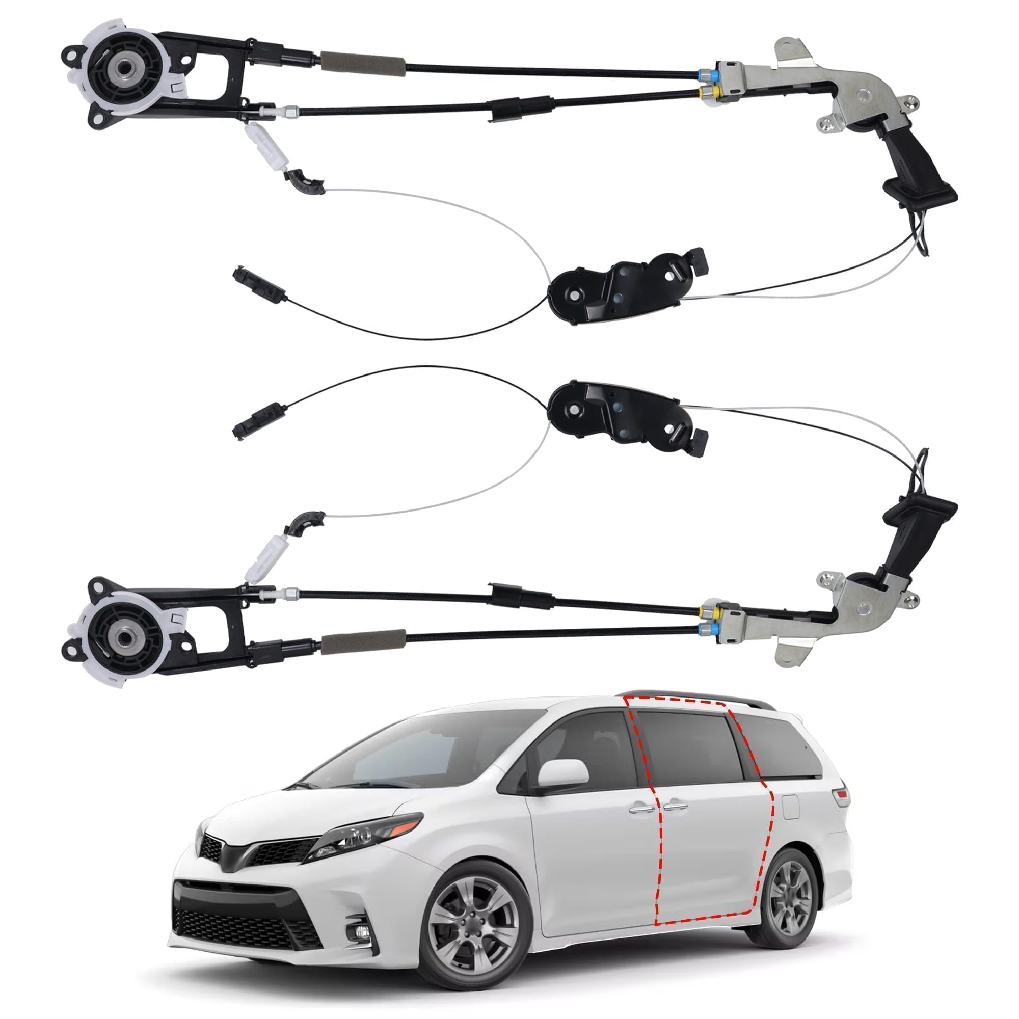 Zestaw kabli do drzwi przesuwnych, kompatybilny z Toyota Sienna 2011-2020, tylny lewy kierowca i prawa strona pasażera, zestaw naprawczy przewodów sterujących automatycznym zasilaniem, zamiennik