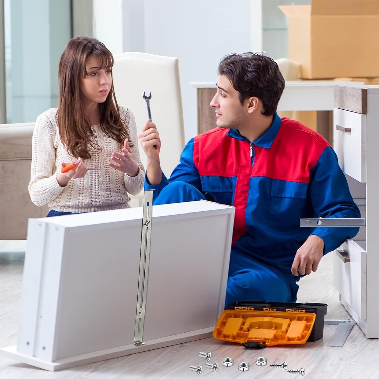 Drawer Bottom Support - Heavy-Duty Anti-Sagging Repair Kit for Kitchen Cabinets, Dressers Wardrobes, Quick-Release Metal Reinforcement for MDF and Chipboard Furniture