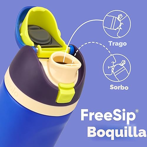 Miniatura 2 de Owala - Botella de agua aislada de acero inoxidable Kids FreeSip con pajilla, ideal para deportes, viajes y escuela. Libre de BPA, capacidad de 16