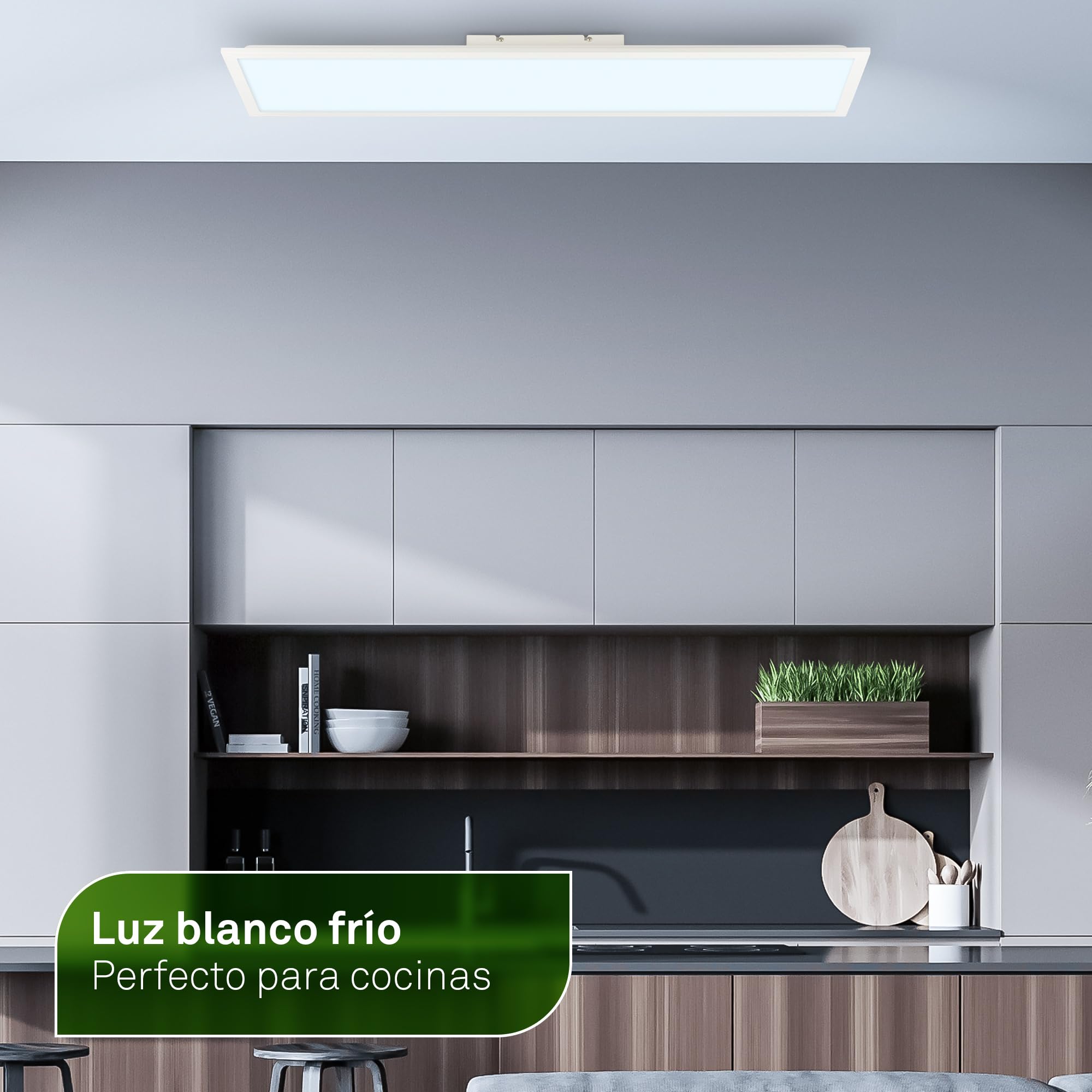 BRILONER - Panel LED con mando a distancia, CEE A fuente de luz, regulable, CCT blanco cálido a frío, panel techo, superficie cocina, paneles, 100 x 25 x 6 cm, blanco