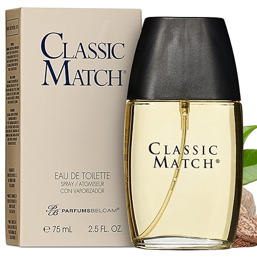 PB ParfumsBelcam Classic Match Eau de Toilette en espray para hombre, aroma oriental cálido con bergamota, nuez moscada y almizcle, colonia de larga