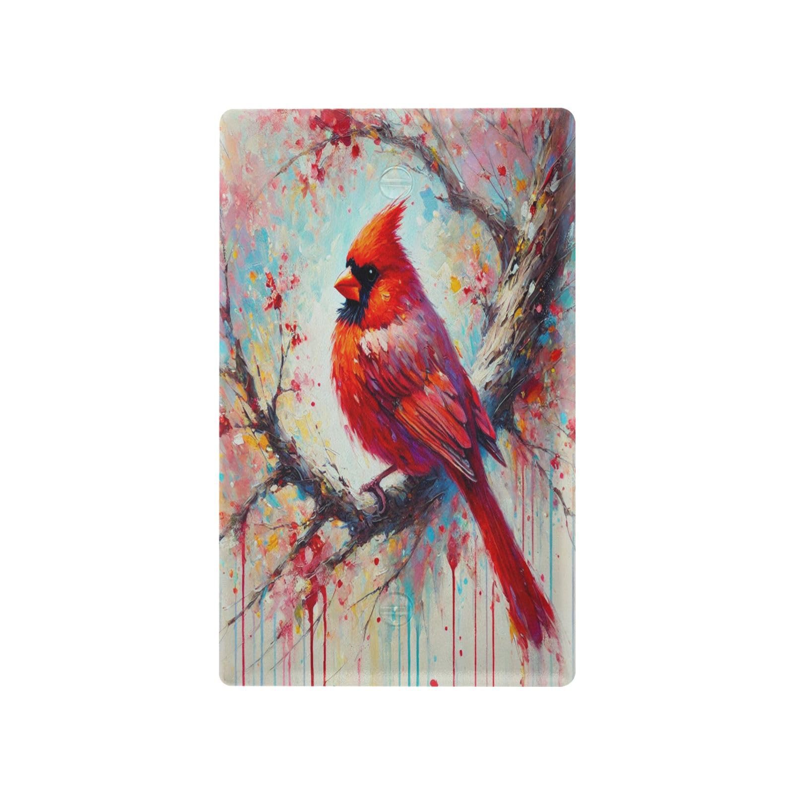 Red Bird Light Switch Cover Decorative Receptacle Outlet Wall Plate Guard Plastic Wall Outlet Cover for Farmhouse Home Decor Livingroom (Unused Outlet Cover)