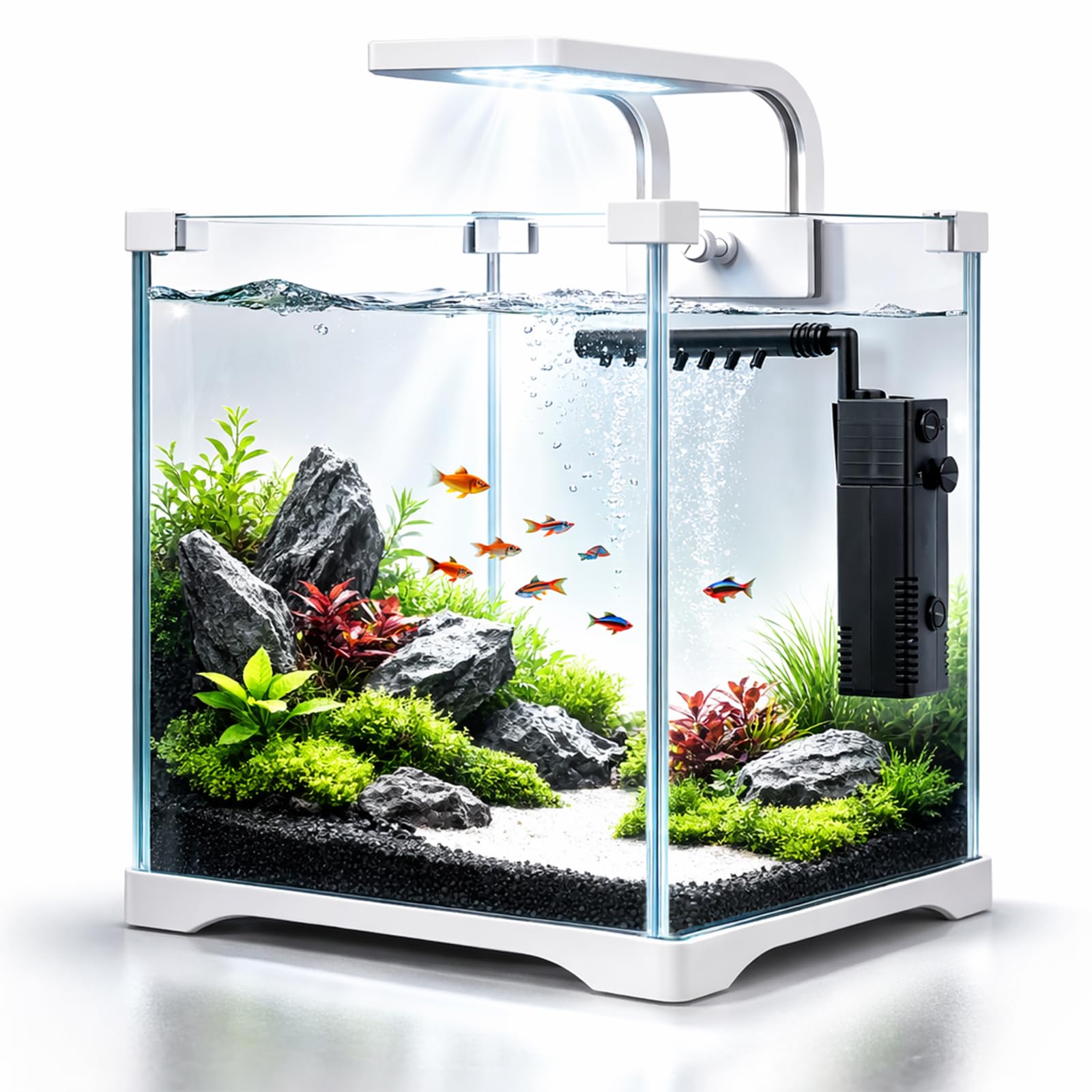 Kruger Meier Shrimp!One Pro 20 Aquarium Komplettset 10L – Nano Aquarium Set mit LED Beleuchtung und Innenfilter für Garnelen & Fische