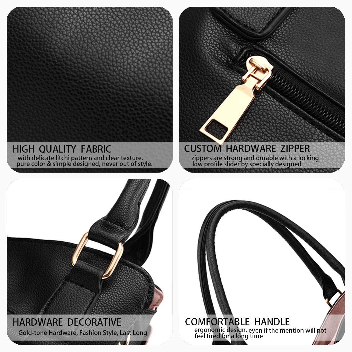 BUKESIYI Damen Tasche Umhängetasche Handtasche Frauen Klein Schultertasche Weekender Lack PU Leder DE77157 Schwarz