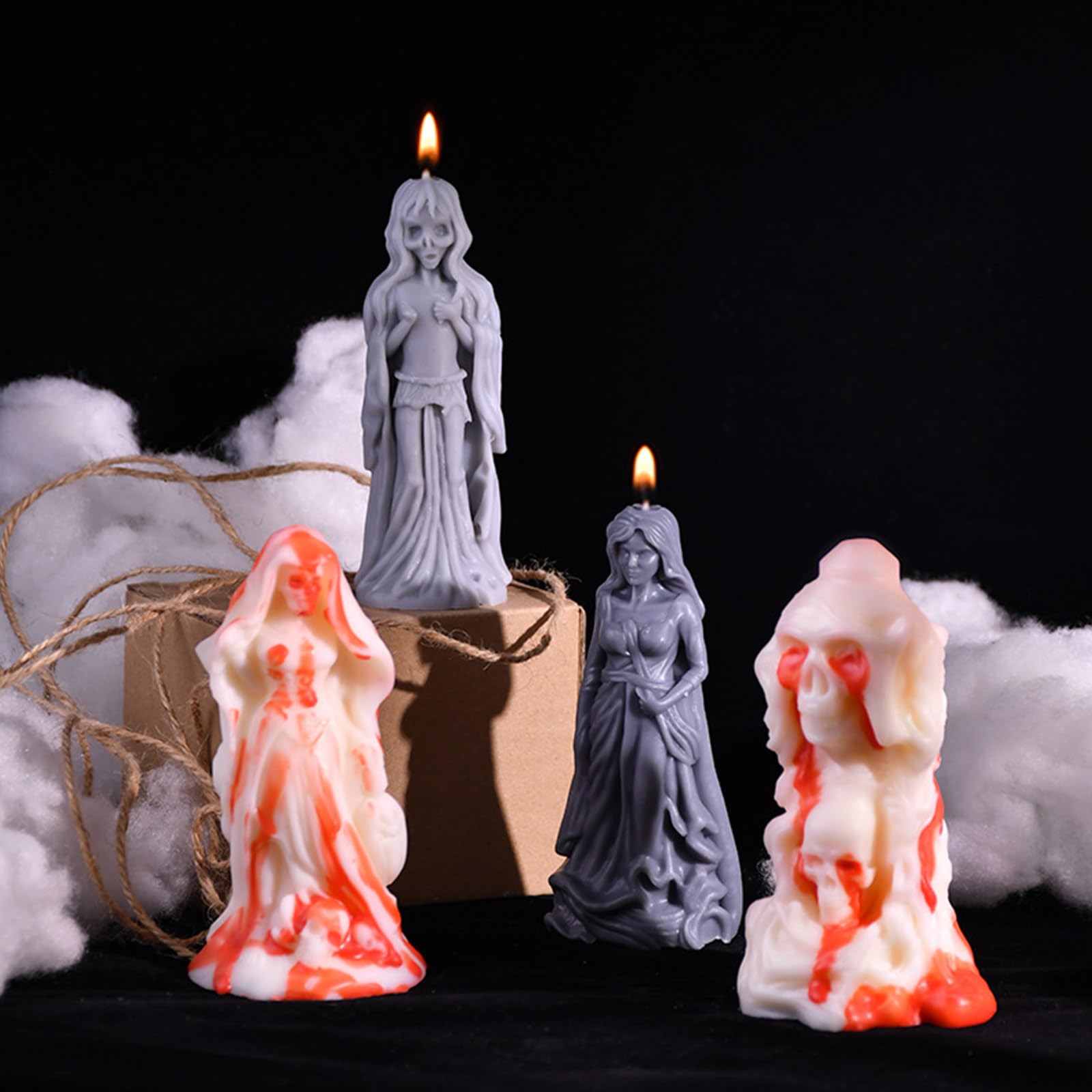 Generisch 4 moldes de silicona para velas, jabón, Halloween, fiestas de Halloween, decoración de novia