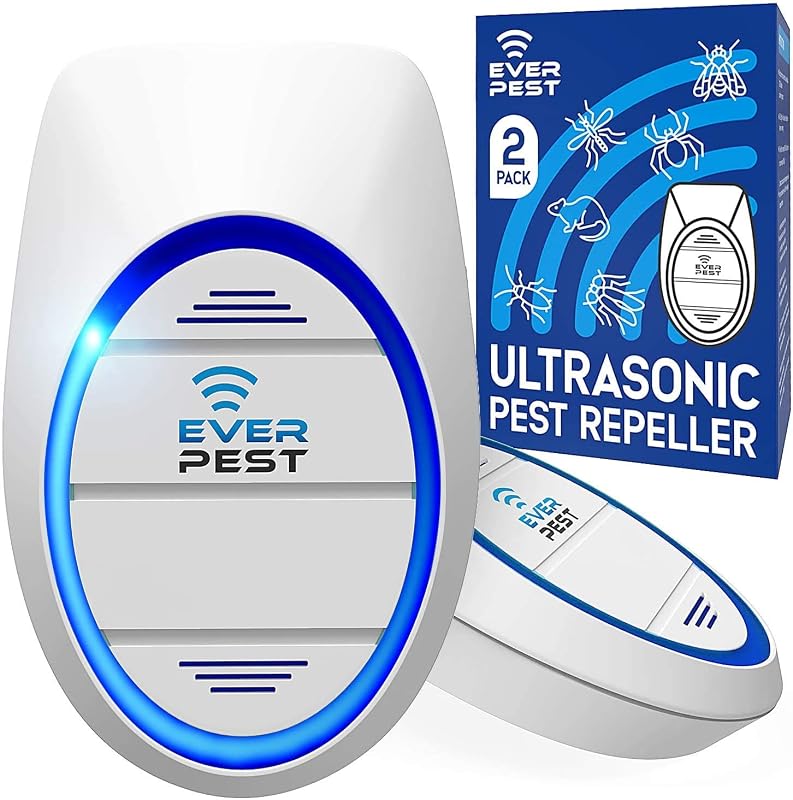 Repelente ultrasónico de control de plagas (paquete de 2) Enchufe para pulgas, ratas, cucarachas, mosquitos, cucarachas, roedores, arañas, escorpiones, moscas de la fruta, insectos, enchufe para interiores