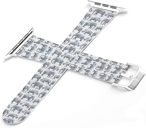 Miniatura 3 de Correa de muñeca compatible con Apple Watch Series 7654321SE y funda de teléfono a juego con diseño de animales salvajes, correa de elefantes poses